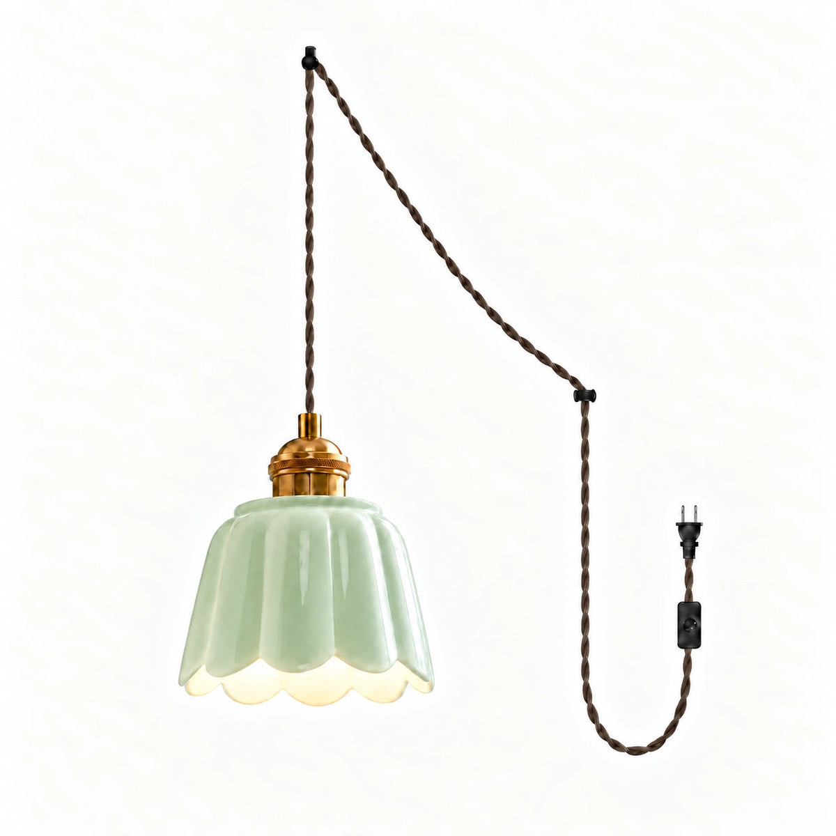 Ceramic Petal Pendant Lamp — scalloped ceramic pendant shade
