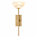 Alabaster Bowl Wall Light with Slender Metal Stem — bowl shade and rectangular wall plate