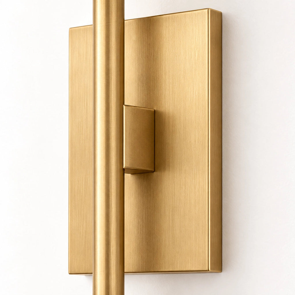 Alabaster Bowl Wall Light with Slender Metal Stem — bowl shade and rectangular wall plate